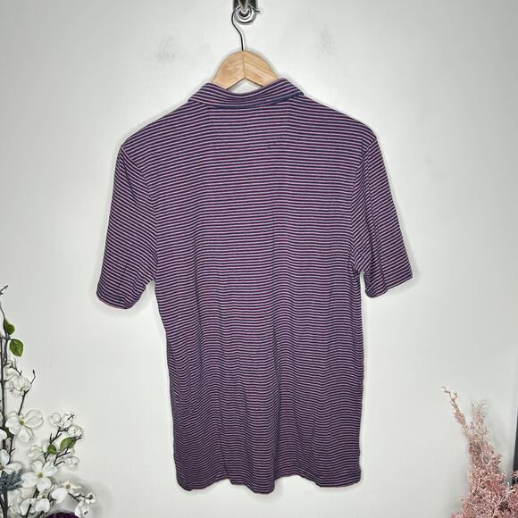 FAHERTY Movement Short Sleeve Performance Polo Stripe Pink Blue Sz L {II7} - Picture 3 of 6